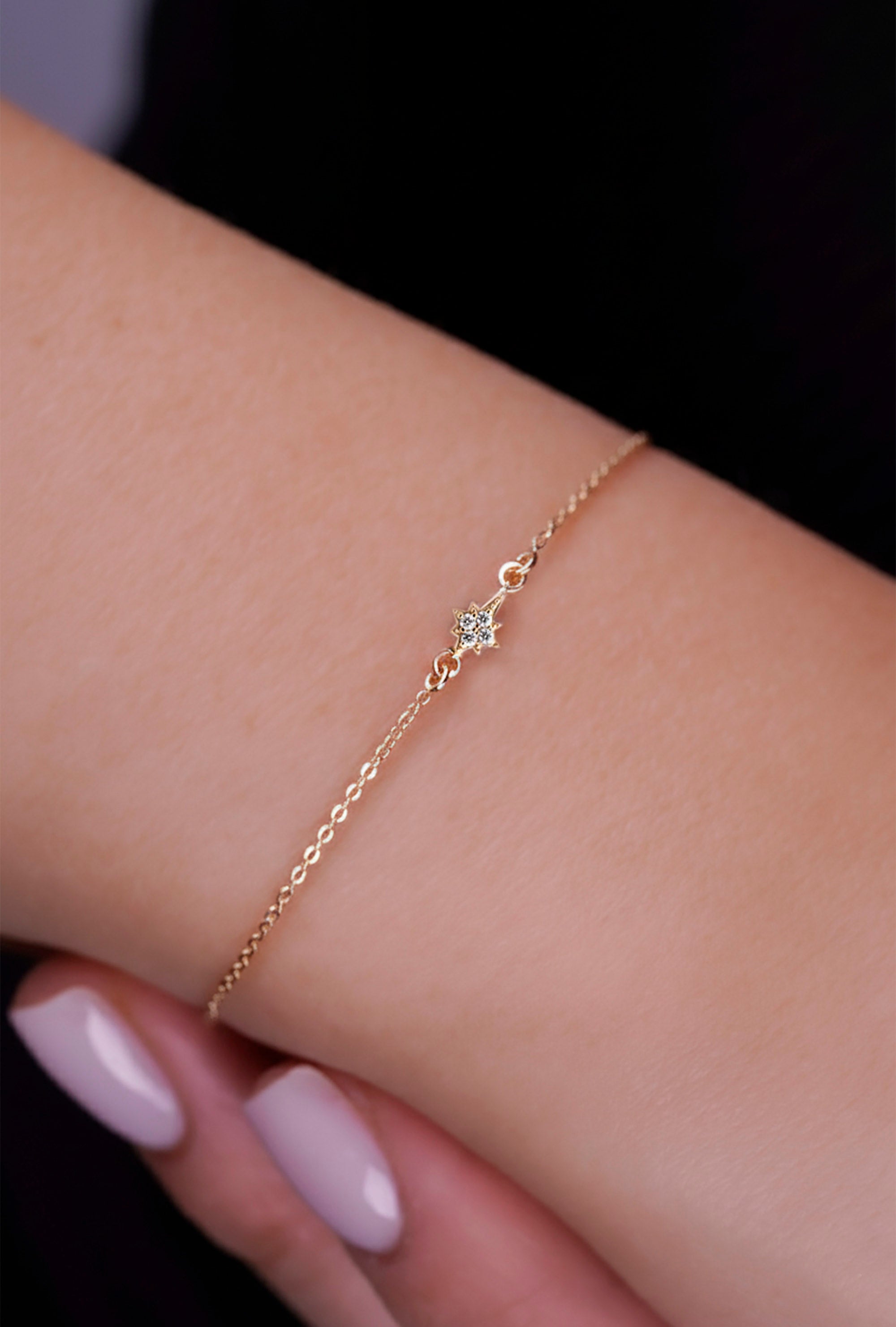 14K Gold North Star Bracelet