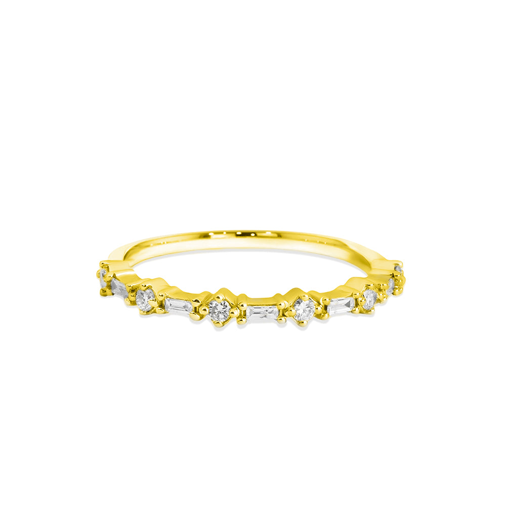 14K Gold Alternating Diamond Band