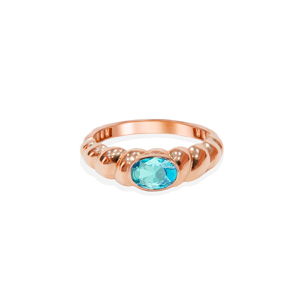 14K Gold Natural Aquamarine Bubble Ring