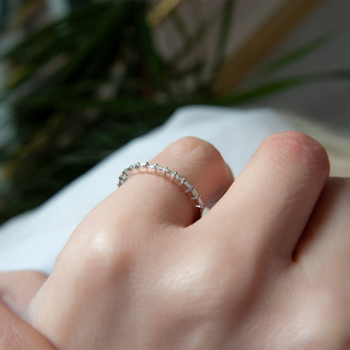 14K Gold Thin Baguette Diamond Band