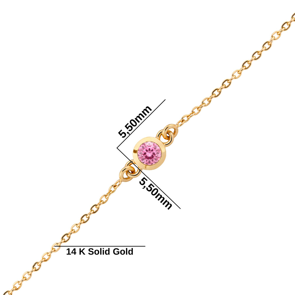 Round Pink Sapphire Bracelet, Romantic Gift