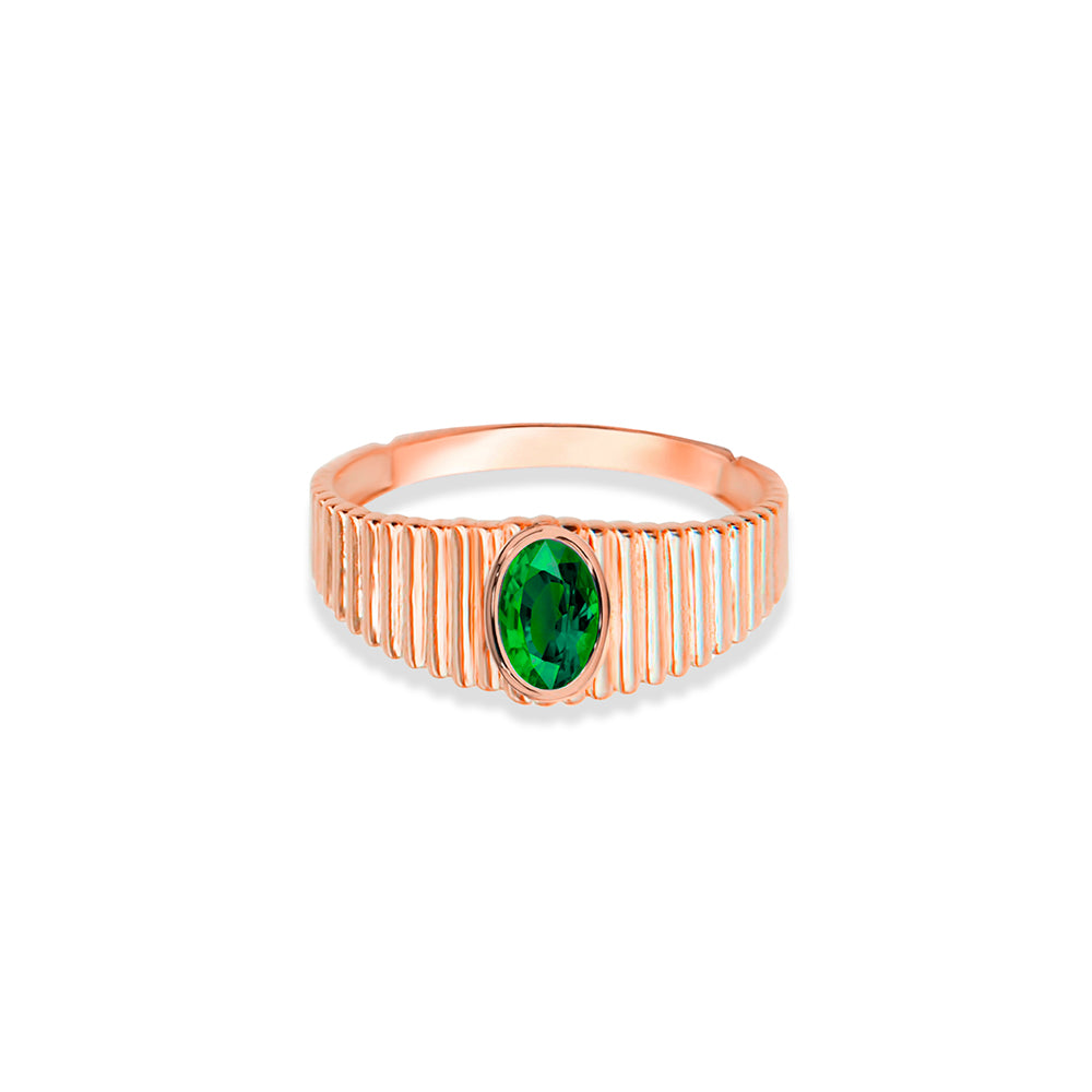 14K Gold Oval Cut Emerald Ring