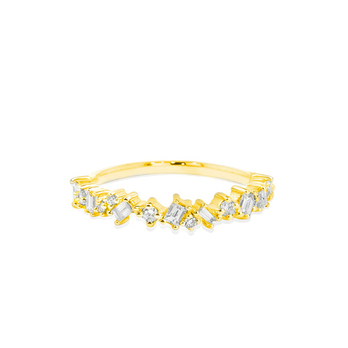 14K Gold Mixed Cut Diamond Band