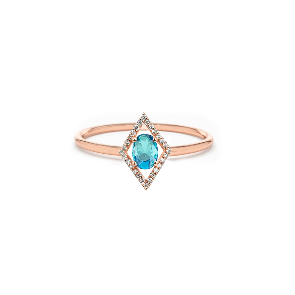 Kite Halo Aquamarine Ring