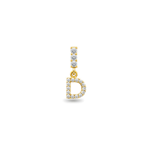 14K Gold Diamond Letter D Earring