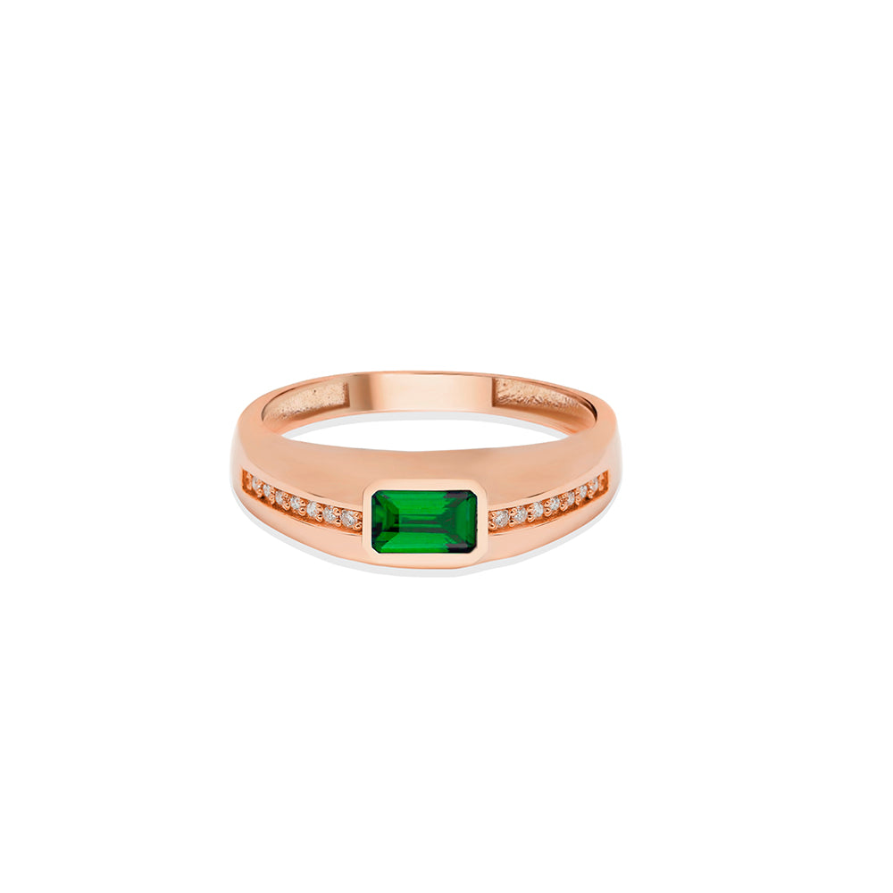 14K Gold Emerald Signet Ring