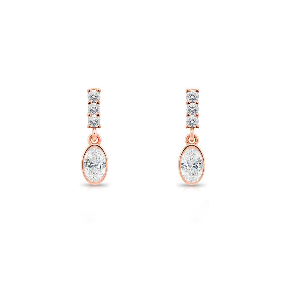 Oval White Sapphire Earrings