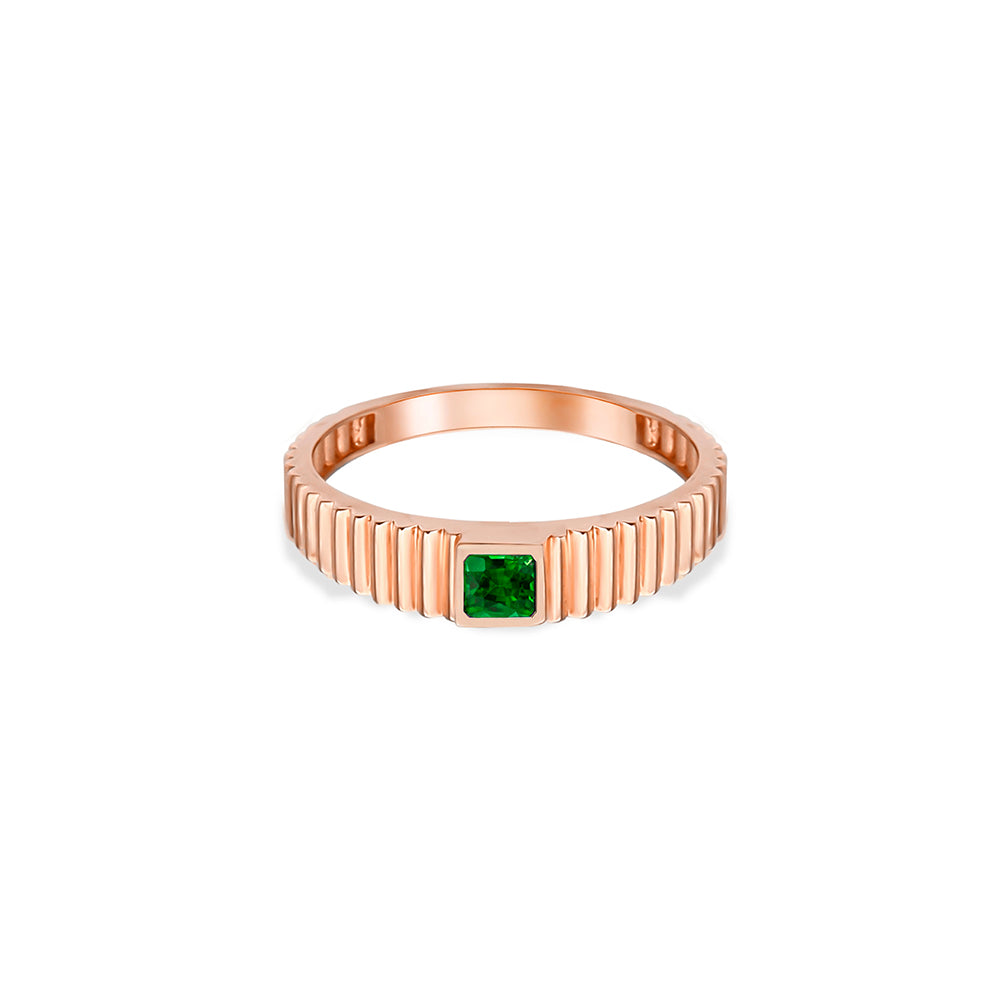 14K Gold Emerald Square Ring