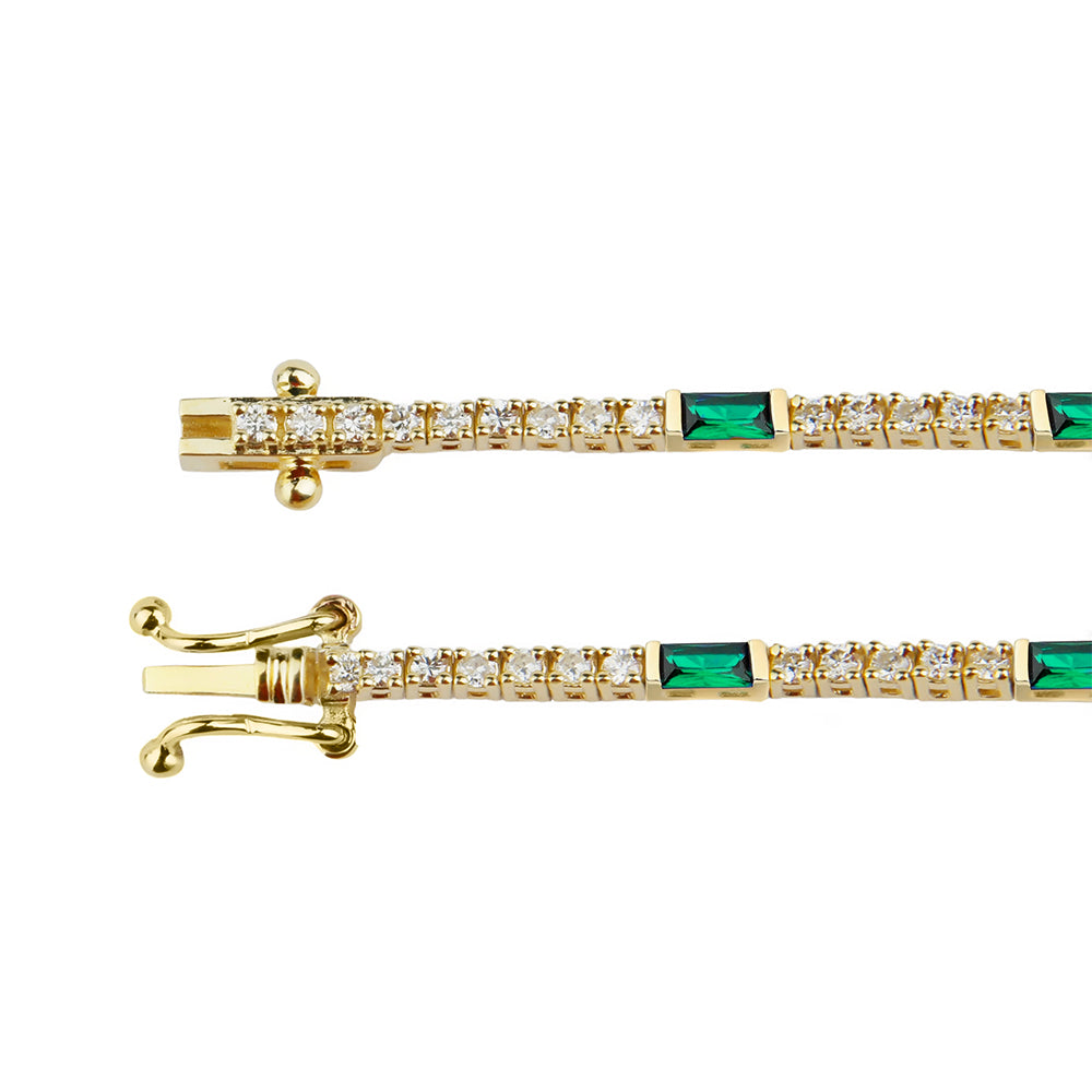 Natural Emerald Diamond Tennis Bracelet / Anniversary Gift