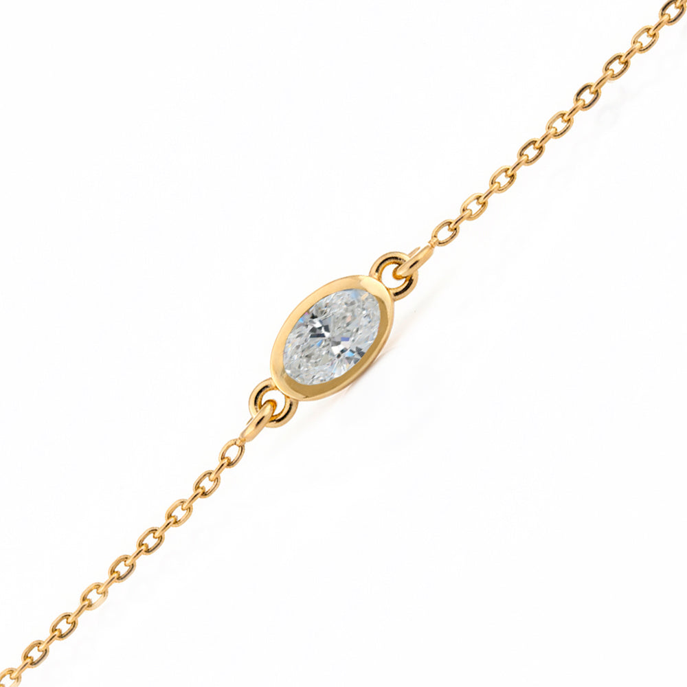 14K Gold Oval White Sapphire Bracelet