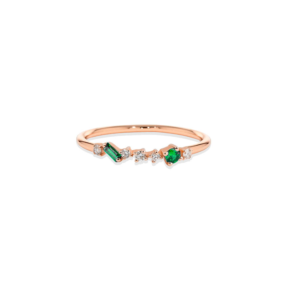14K Gold Diamond Ring / Emerald Promise Ring