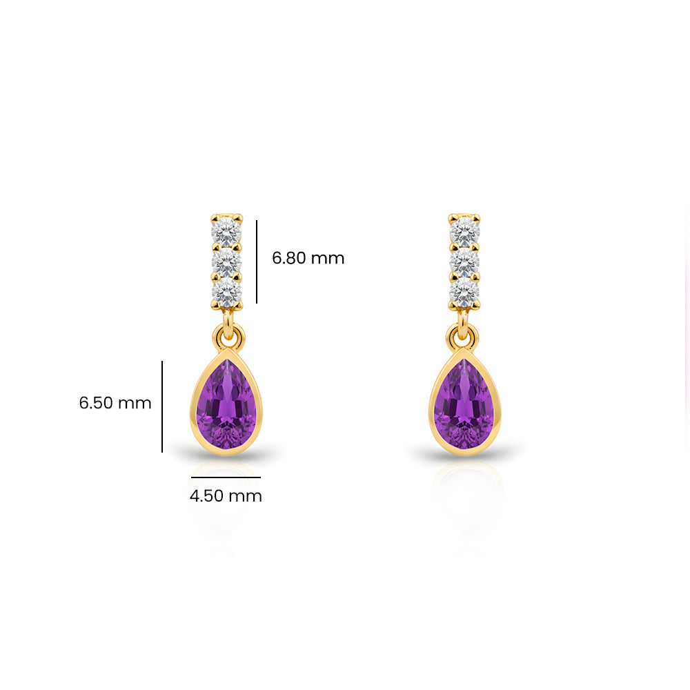 14K Gold Amethyst Teadrop Earrings