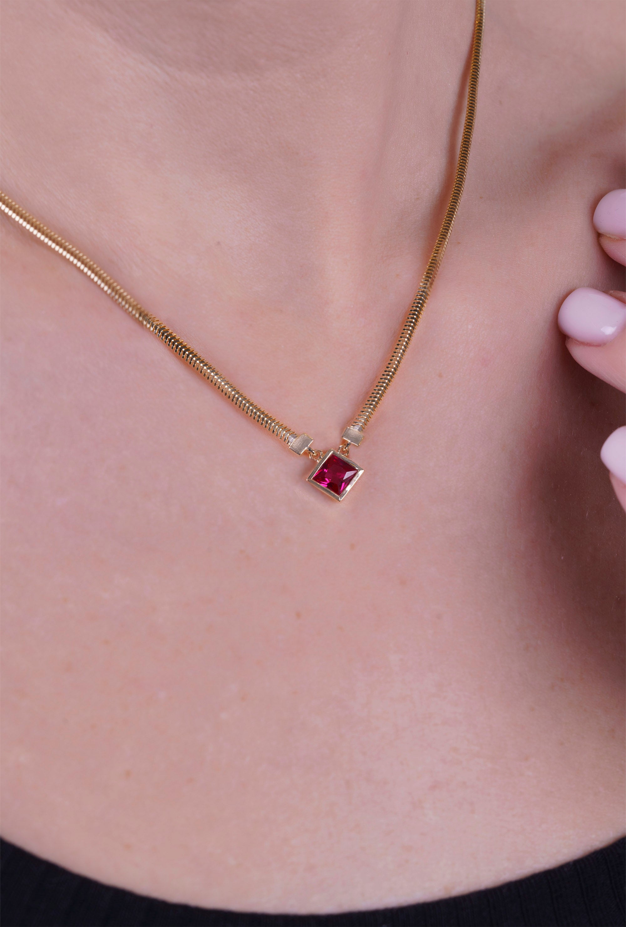 14K Gold Everyday Ruby Necklace