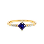 14K Gold Princess Cut Diamond Sapphire Ring