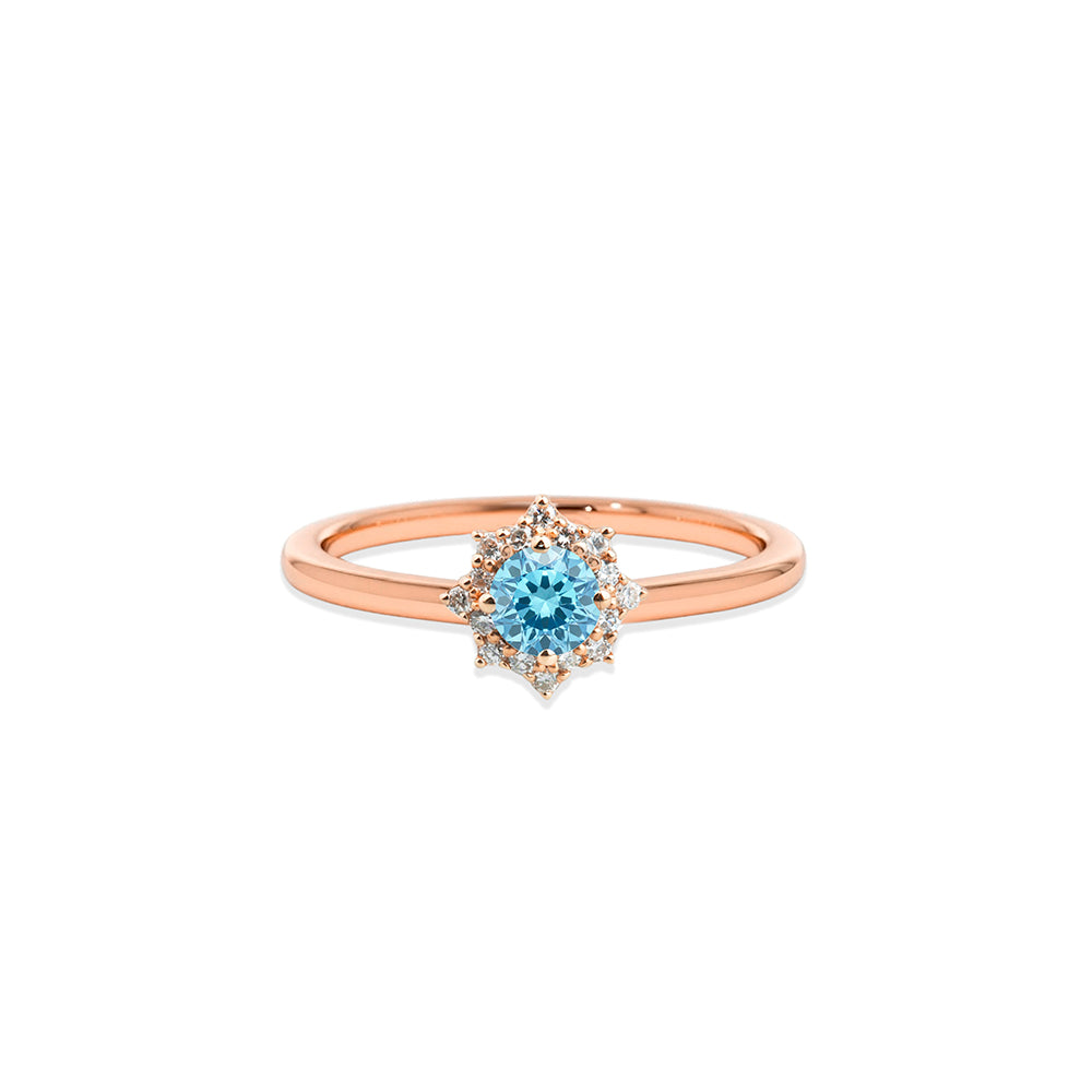 0.60 Carat 14K Solid Gold Aquamarine Halo Ring