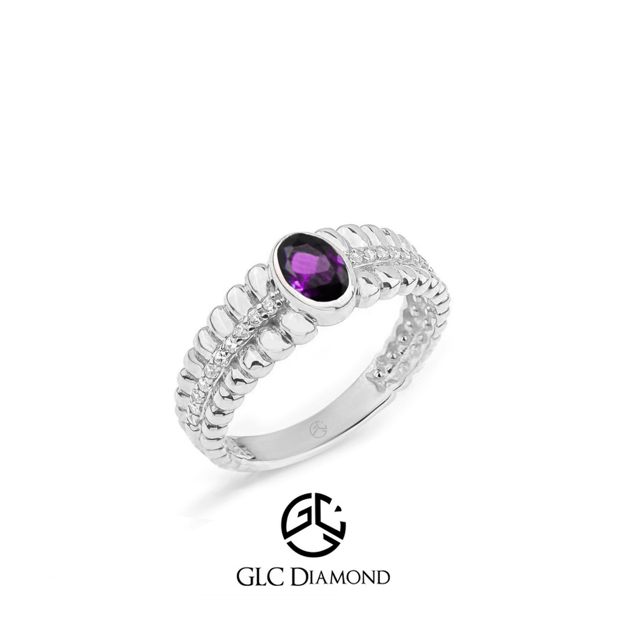 14K Gold Oval Purple Amethyst