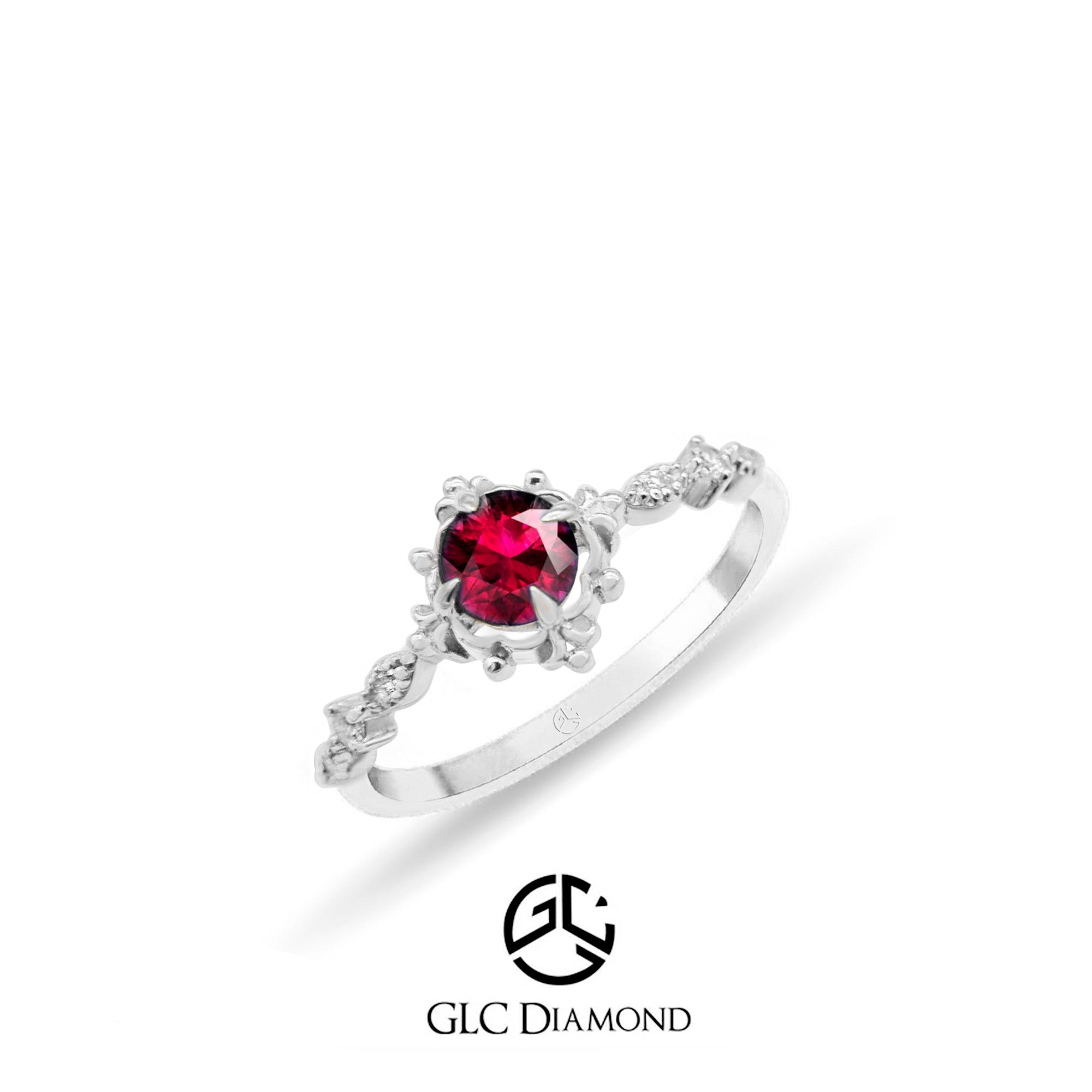 14K Gold Ruby Flower Ring
