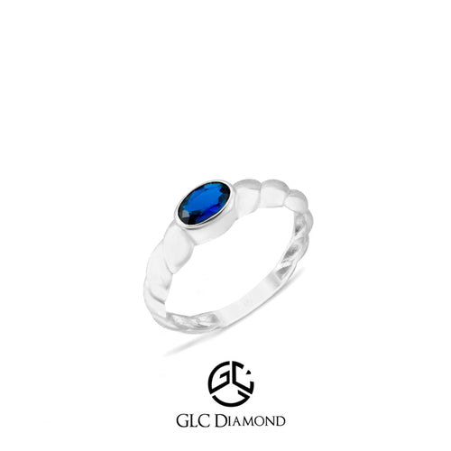 14K Solid Gold Ring with Blue Sapphire Stone