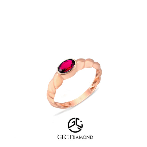 14K Gold Oval Ruby Ring