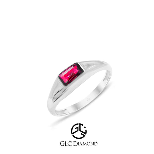 Elegant 14K Gold Ruby Ring with Rectangular Red Gemstone