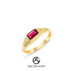 Elegant 14K Gold Ruby Ring with Rectangular Red Gemstone