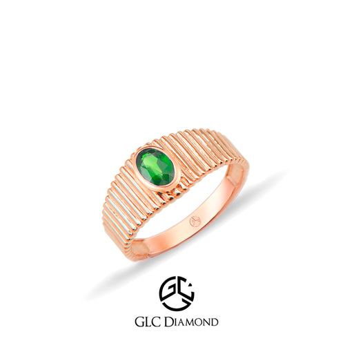 14K Gold Oval Emerald Ring