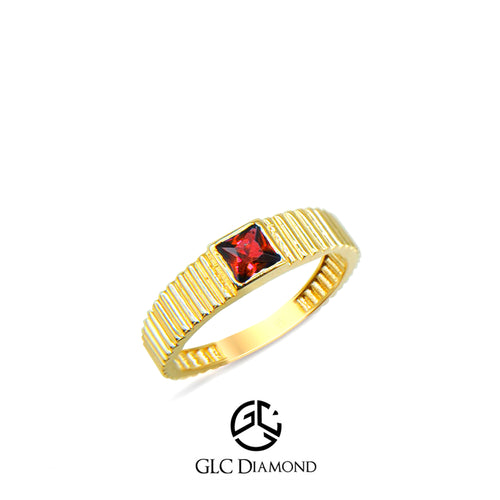 14K Gold Square Ruby Ring