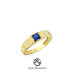 Elegant Gold Ring with Princess Cut Blue Sapphire