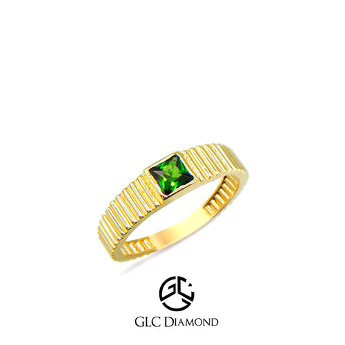 14K Gold Square Emerald Ring