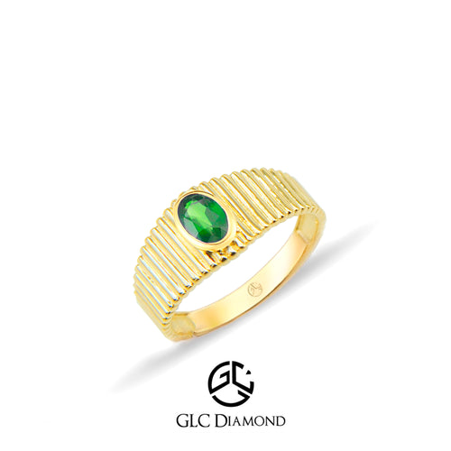 14K Gold Oval Emerald Ring