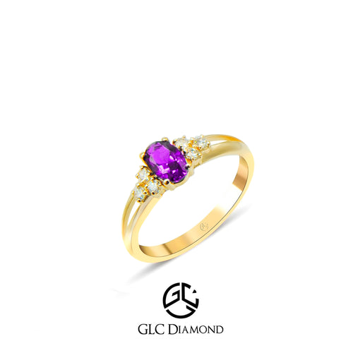 14K Gold Amethyst Wedding Ring