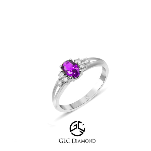 14K Gold Amethyst Wedding Ring