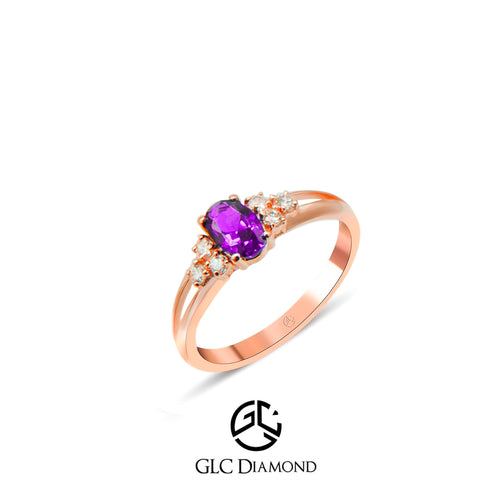 14K Gold Amethyst Wedding Ring