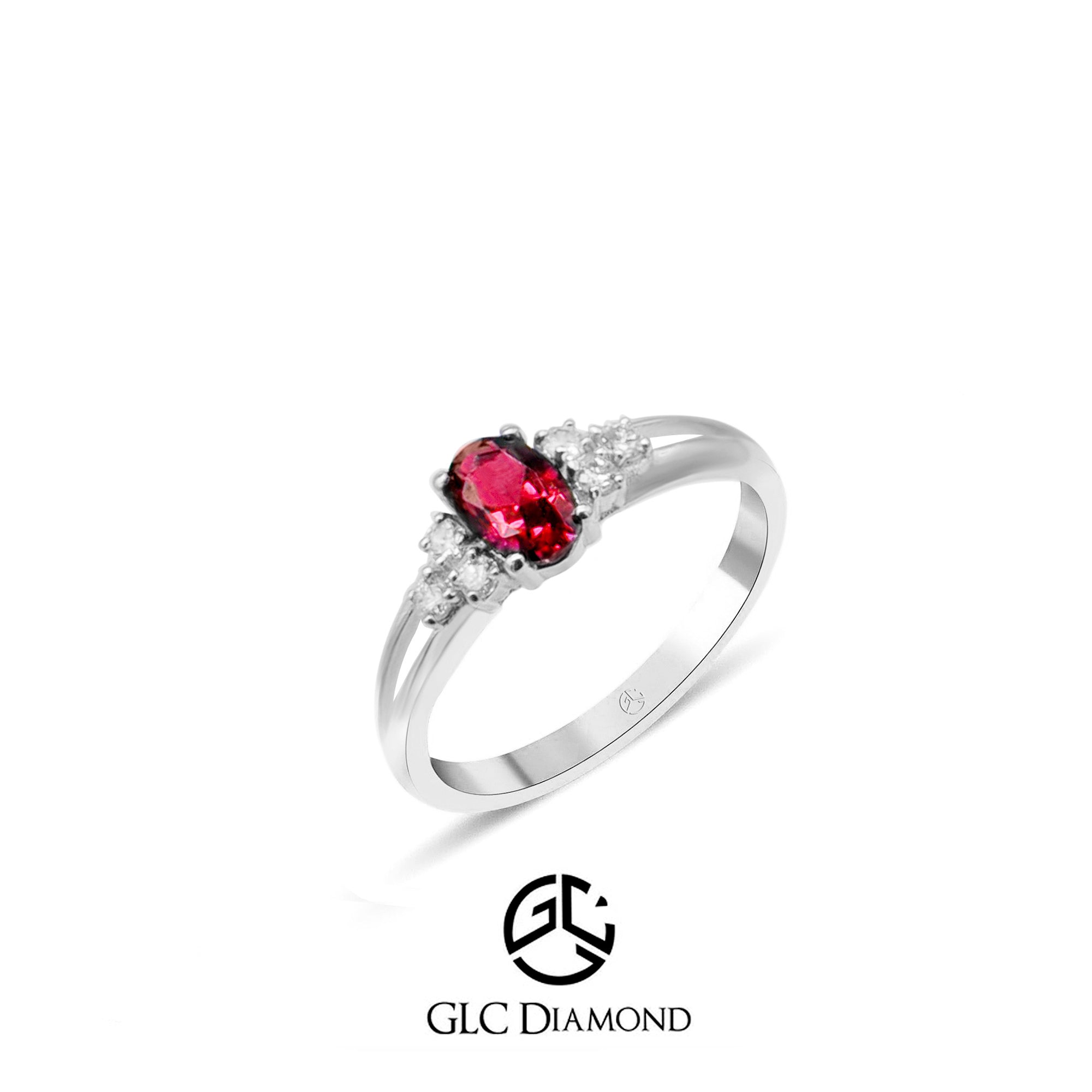 14K Gold Diamond Ruby Ring, Minimalist Ring