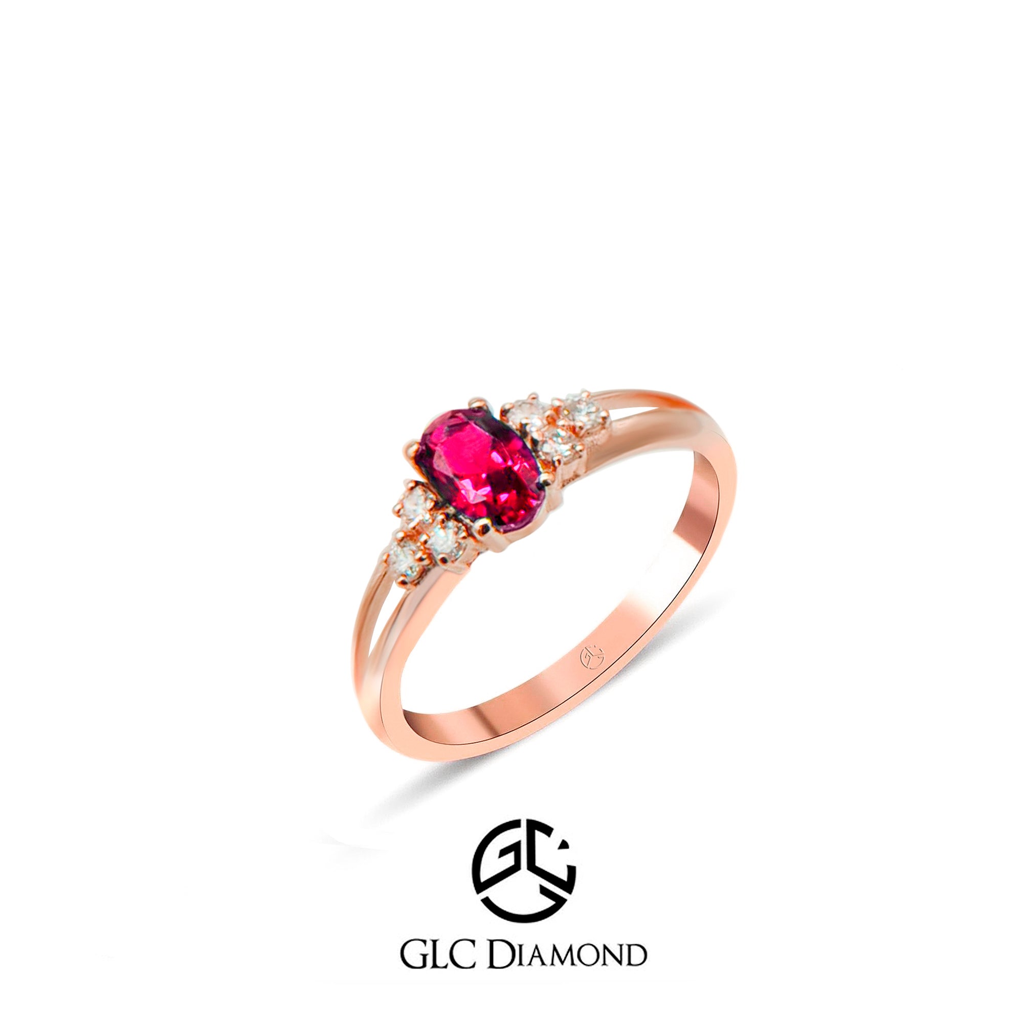 14K Gold Diamond Ruby Ring, Minimalist Ring