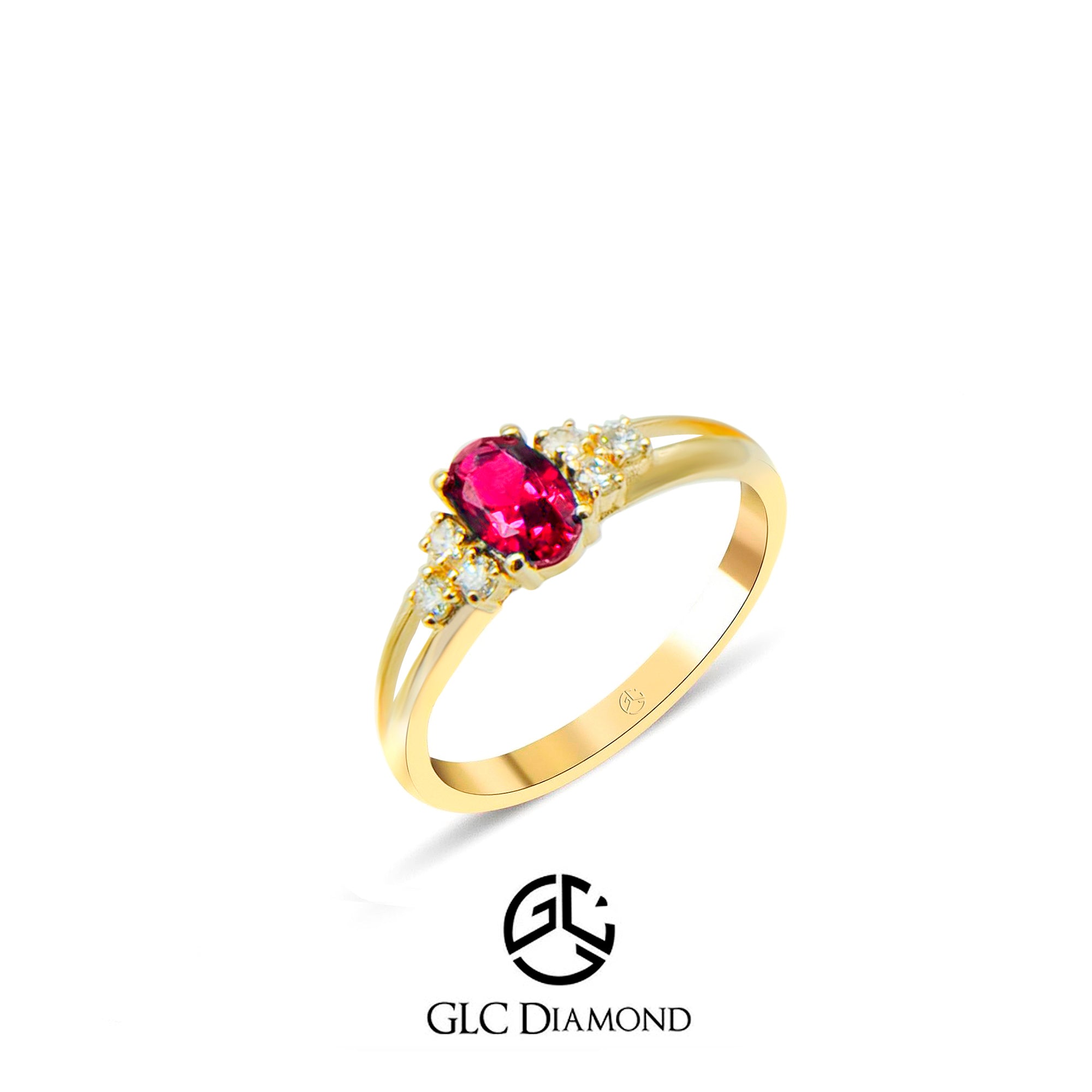 14K Gold Diamond Ruby Ring, Minimalist Ring