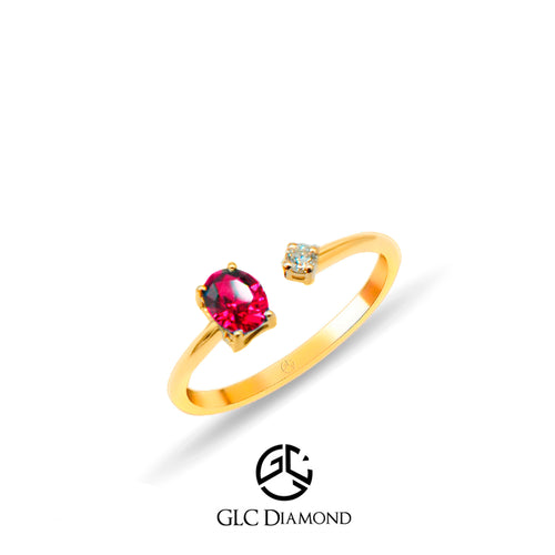 14K Gold Ruby and Diamond Open Ring