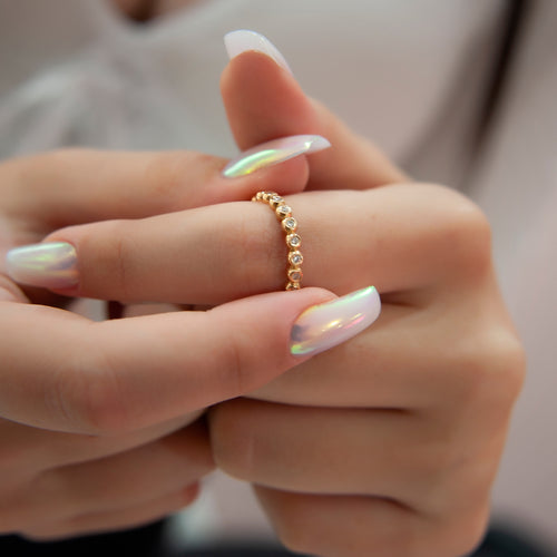 14K Gold Diamond Ring Bezel Ring