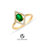 14K Gold Oval Emerald Solitaire Ring