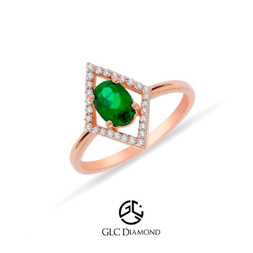 14K Gold Oval Emerald Solitaire Ring