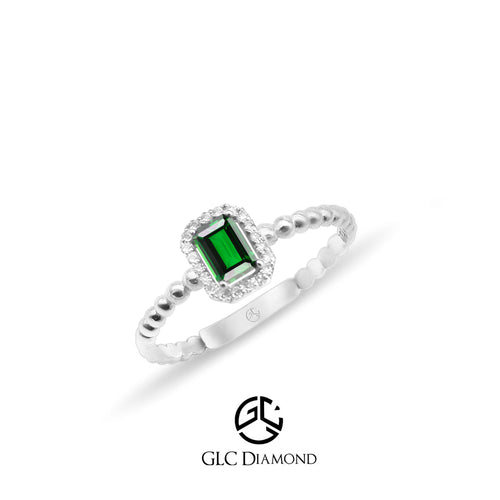 14K Gold Emerald Cut Diamond Emerald Ring