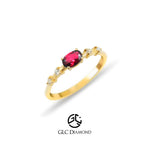 14K Solid Gold Oval Cut Minimalist Natural Ruby Diamond Ring