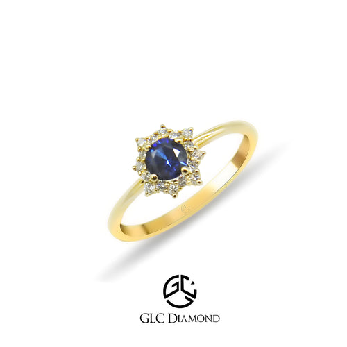 0.60 Carat 14K Solid Gold Diamond Sapphire Promise Ring