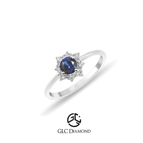 0.60 Carat 14K Solid Gold Diamond Sapphire Promise Ring