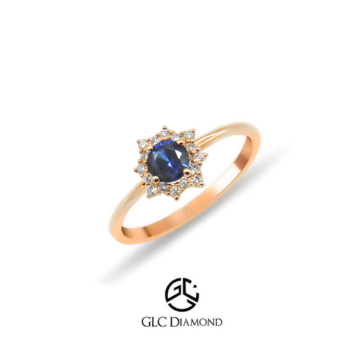 0.60 Carat 14K Solid Gold Diamond Sapphire Promise Ring