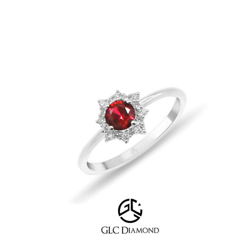 14K Solid Gold Diamond Ruby Promise Ring