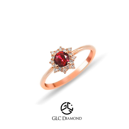 14K Solid Gold Diamond Ruby Promise Ring