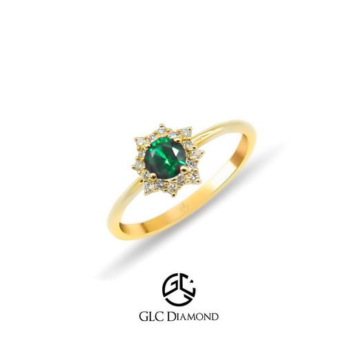 14K Solid Gold Diamond Emerald Anturaj Ring Promise Ring