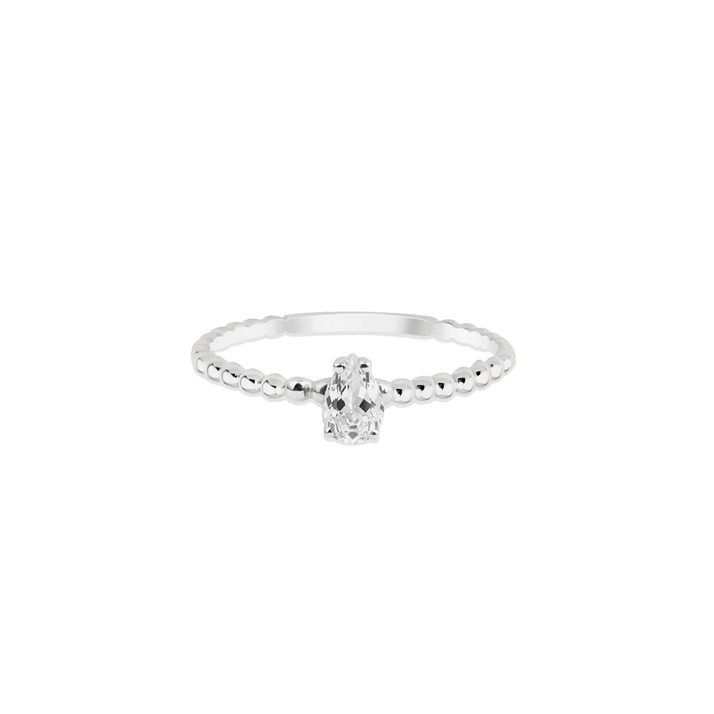 White Sapphire Teardrop Bridal Ring