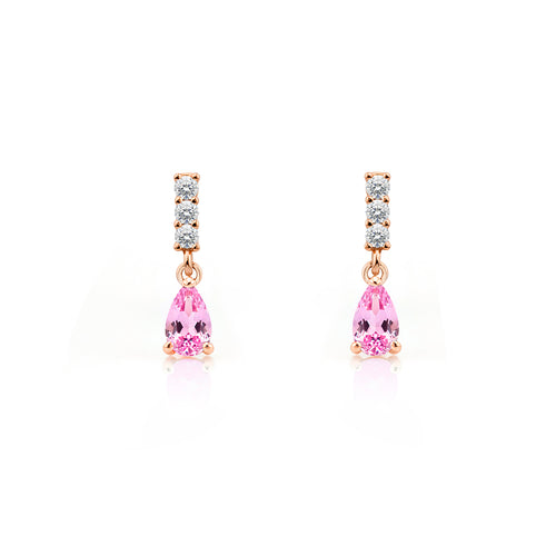 14K Gold Pink Sapphire Drop Earrings